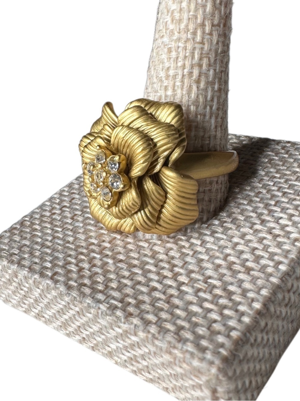 Gold Floral Crystal Accent Ring - Women Jewelry - Picture 4 of 4